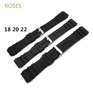 ROSES 18 - 22 mm Cinturón de superficie Brazalete Silicona Caucho Deportes Negro Hombres Comercialización Impermeable