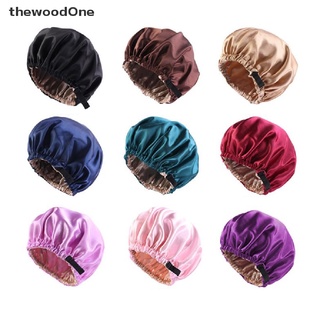 [thewoodone] nueva gorra de satén para dormir invisible plana imitación seda redonda cuidado del cabello.