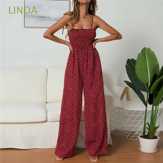 LINDA Bandage Playsuit Casual Romper Jumpsuit Strappy Holiday Wide Leg Sleeveless Ladies Polka Dot Beach Pants/Multicolor (1)