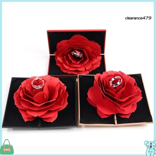 Liquidación479 caja de anillos 3D respetuoso del medio ambiente joyería rosa flor flor anillo caja para boda