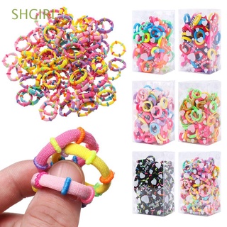 SHGIRL 100 pcs/box Nylon Soft Rubber Bands Styling Tools Elastic Hair Bands Ponytail Holder For Girls Colorful Kids Hair Accessories Children Scrunchie