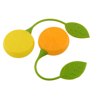 filtro de té perforado de silicona en forma de limón infusor naranja verde astuto, mx
