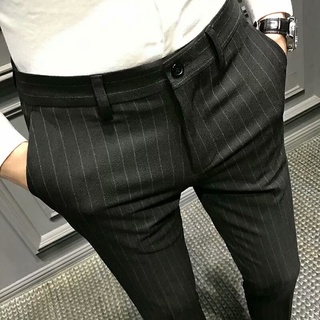 Stripe nueve pantalones masculinos pantalones delgados negocios salvaje juventud Casual