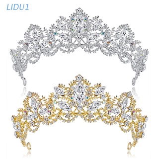 Lidu1 novia corona barroca de lujo de la boda Tiara mujeres tocado reina princesa Headwear