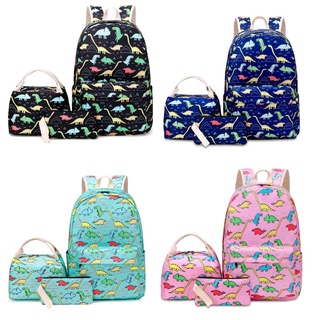 brroa 3pcs/set School Backpack Nylon Daypack Schoolbag Bookbag Lunch Bag Pencil Case