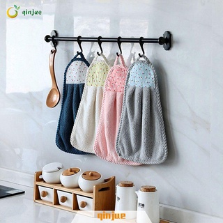 Qinjue - toalla absorbente para colgar, toalla de cocina, toalla de mano, microfibra de lana de Coral, Super fácil de usar, trapo de alta calidad, Multicolor