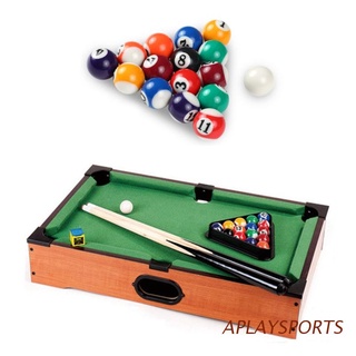 aplaysports 16pcs 32/38mm resina mini bola de billar niños juguete pequeña piscina cue bolas conjunto completo mini mesa de billar accesorios