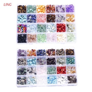 Ling 24 rejillas de cuentas de piedras preciosas irregulares surtidos caja conjunto de cuentas sueltas para la fabricación de joyas
