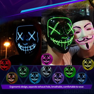 Halloween LED Light Up máscara de miedo cara fantasma fluorescente Prop para Cosplay disfraz Festival fiesta doublelift store
