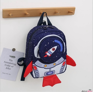 rh-kids mochila con correa de seguridad encantadora 3d de dibujos animados cohete ligero bolsa de libros de la escuela