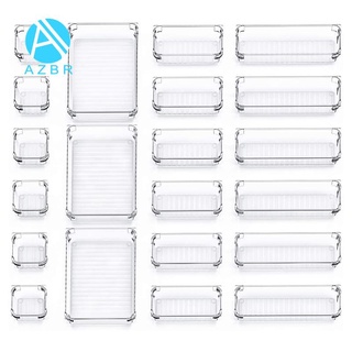 bandejas organizadoras de cajones de escritorio con cajas de almacenamiento de plástico transparente de 4 tamaños (1)