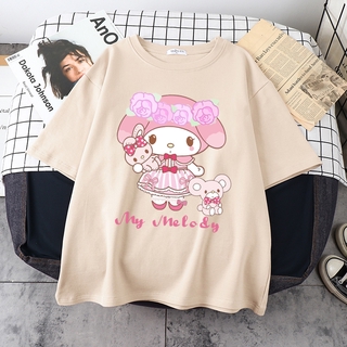 Cartoon my melody women tshirt Japan Harajuku Hello Kitty kawaii top (6)