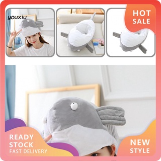 Yx traje accesorios de felpa tiburón tocado de dibujos animados casco de tiburón de felpa tocado lavable para niña
