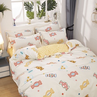 Listo Stock velocidad cabello★☆ Ropa de cama de caramelo 4pcs textil para el hogar ropa de cama de algodón