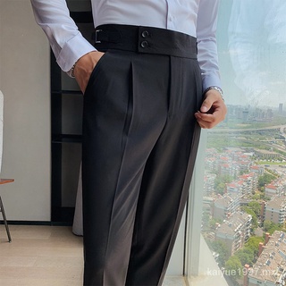 British Style Business Casual Suit Pants Men Clothing Simple Solid Pantalon Homme Formal Wear Slim Fit Straight Office Trousers