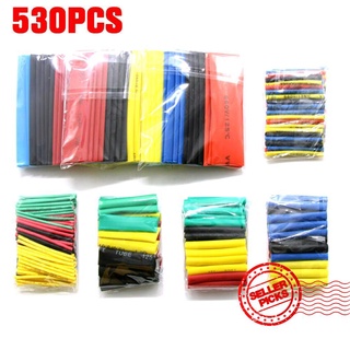530pcs Polyolefin Heat Shrink Tube Wrap Wire Cable Tubing Sleeving Set Insulated F6J2
