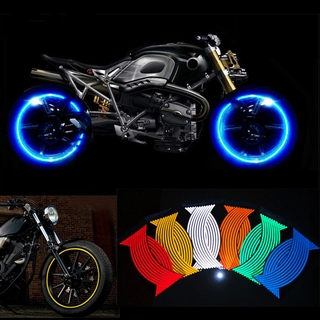 16 tiras de pegatinas para rueda de motocicleta, adhesivos reflectantes, cinta de llanta, estilo de coche para yamaha honda suzuki kawasaki bmw