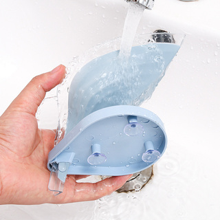 Hoja de drenaje de jabón plato sin perforación de silicona ventosa de baño (2)
