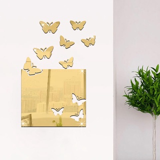 Espejo adhesivo de pared acrílico impermeable extraíble mariposa decoración de la sala de estar