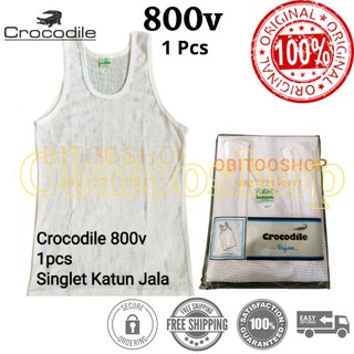 Camiseta en algodón cocodrilo malla Singlets 800V blanco