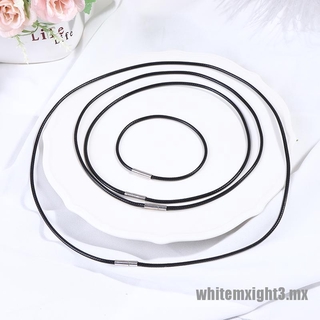 Blanco/3 mm negro cordón de cuero de cera cuerda de encaje cadena con hebilla rotativa de acero inoxidable (1)