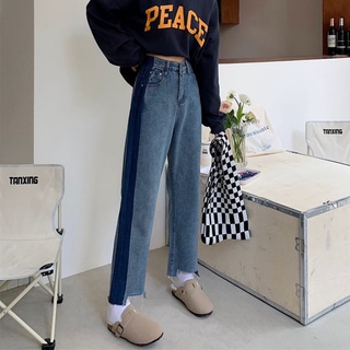Nuevo suelto adelgazar cintura alta recta ancho pierna tobillo longitud Jeans mujeres diseño de moda
