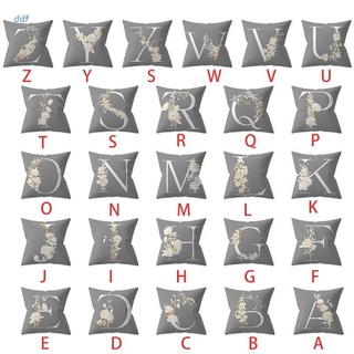fdg Gold Floral 26 alfabeto impresión gris funda de almohada moderna inglés letras poliéster melocotón terciopelo funda decoración