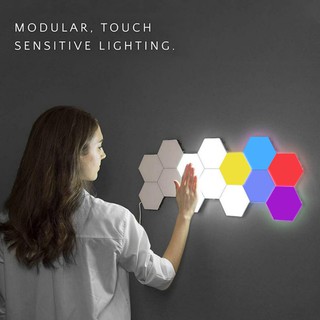 SMATRUL DIY LED Quantum lámpara de pared creativa Modular táctil sensible luces cuánticas luces hexagonales para regalo RGB LED anillo de luz anillo de luz