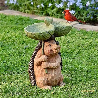 vulnerable erizo pájaro baño alimentador de pájaros resina jardín estatua escultura alimentador de pájaros adorno