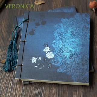 VERONICA Ancient Journal Antique Sketch Blank Notebook Thread-bound Book Tassel Kraft Paper Vintage Chinese Style Notepad