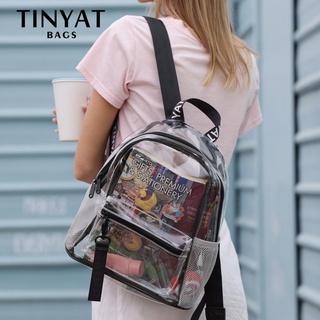 TINYAT Fashion Mujer & # 39 ; s Mochila Nueva Tendencia Femenina Transparente De Color Sólido PVC Impermeable Viaje Bagpack Escolar (1)
