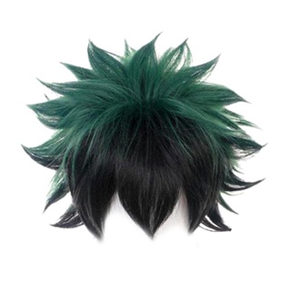 peluca de cosplay anime my hero academia deku izuku midoriya peluca verde + hairnet corto u3q2 (2)