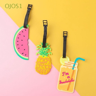 OJOS1 1PC Bags Silica Gel Tag For suitcase Baggage Boarding Tag Luggage Travel Accessories Portable Label Cute Luggage Anti-lost Fruit shape PVC ID Addres Holder