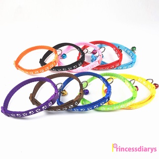 (PrincessDiarys) Multicolor lindo estampado de pata ajustable campana Collar para mascotas gato pequeño perro gatito cachorro colorido