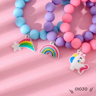 unicornio arco iris de goma suave pvc con goma sentir perlas de pintura de los niños pulsera- ol