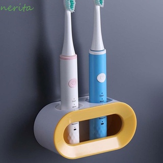 NERITA Creativo Organizador de cepillos de dientes Desmontable Accesorios de baño Porta cepillo de dientes Agujero doble Baño Montado en la pared Pararse Cepillo de dientes eléctrico Sin rastro Bandeja de