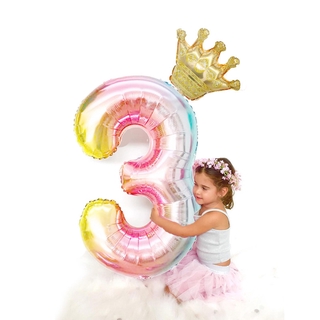 Globos con Números De papel aluminio degradado con corona De 40 pulgadas Para decoración De fiesta De cumpleaños/bebés