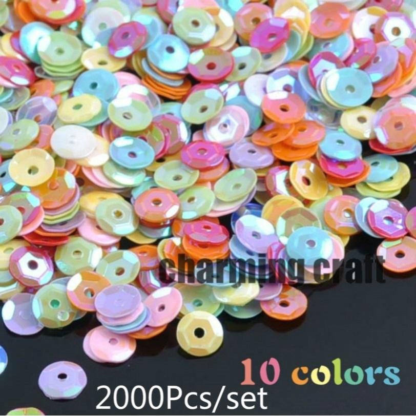 33g 2000pcs 10 Colores Lentejuelas Redondas Para Manualidades Paillette Costura Scrapbooking 6mm