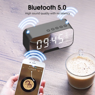 Altavoz inalámbrico Bluetooth Radio FM Caja de sonido Reloj despertador de escritorio Subwoofer Reproductor de música Tarjeta TF Altavoz de graves Boom para todos los teléfonos (1)