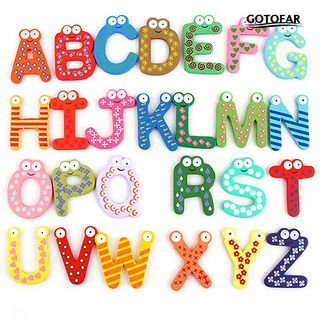 G.R 26 alfabeto letras magnéticas A-Z imanes de madera para nevera bebé niño juguetes educativos (2)