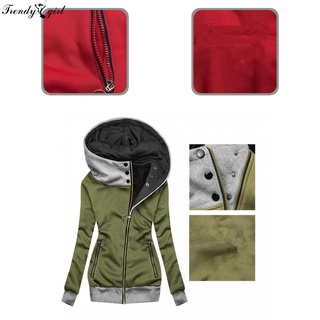 trendygirl Streetwear Hoodie Jacket Mid-length Long Sleeve Button Long Coat Oblique Zipper for Daily Wear