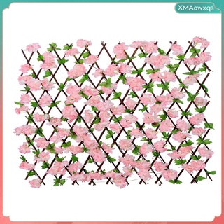 [xmaowxqs] enrejado de jardín de imitación con hojas sakura valla de madera ajustable pantalla de privacidad de setos artificiales decoración del hogar al aire libre
