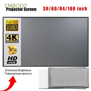 EMBODY High Quality Anti-light Screens Portable Projectors Screen Projector Cloth 3D HD 30/60/84/100/120 inch Home Outdoor Office Simple Reflective Fabric