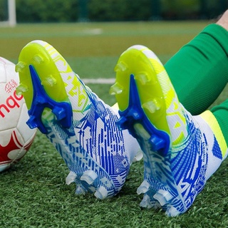 [Size35-45] botas de fútbol zapatos para Big Boy Turf interior juvenil zapatos de fútbol de alta parte superior botas de tobillo colorido cinta para hombres entrenamiento al aire libre (7)
