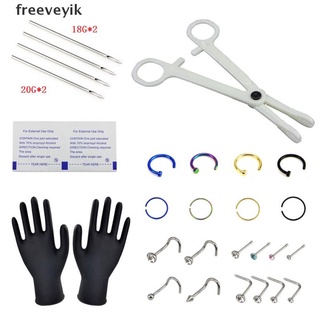 freeveyik 1set 18g 20g profesional piercing ombligo kit de herramientas de acero inoxidable anillo de nariz mx