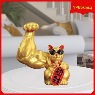 figura de gato dinero músculo gato figura esculturas resina fengshui estatua riqueza buena suerte hogar coche decoración adorno (3)