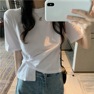 Design sense camiseta de manga corta vestido de verano para mujer nuevo estilo coreano de cintura alta estudiante blusa de mujer delgada para mujer