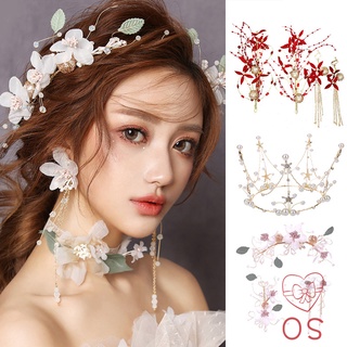 hermosa novia rhinestone hecho a mano perlas accesorios para el cabello flor diadema horquillas pendientes corona para vestido de novia