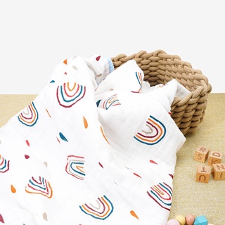 augetyi8bo mantas de bebé recién nacido cochecito de cama edredones niño niños muselina envolver manta de bebé de 4 capas arco iris manta de baño a (5)