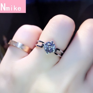 Nmike Anillo de imitación de mossanita Popular en vivo, anillo de diamante de 1 quilates, anillo de compromiso, anillo de diamante para mujer